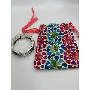 Brighton Jewels Embellished Hinged Bangle Silver Bracelet